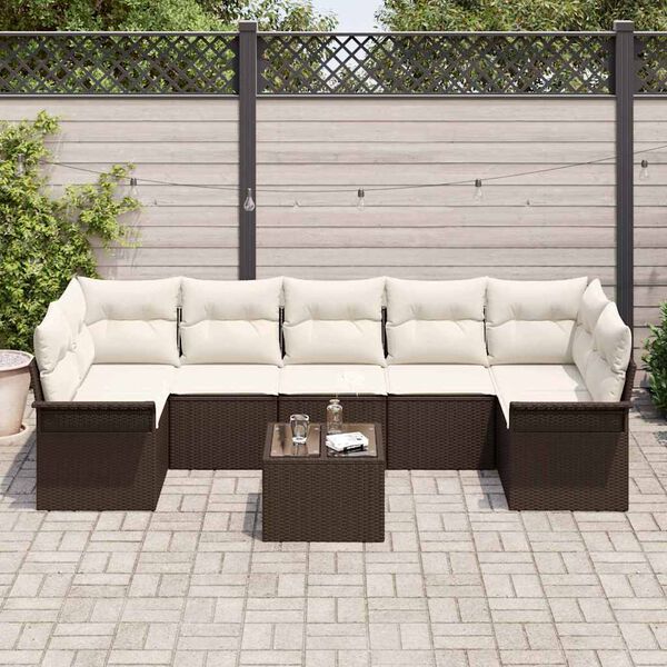 vidaXL Ensemble de canapé de jardin 8 pcs Marron polyrotin