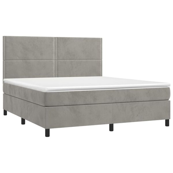 vidaXL Sommier &agrave; lattes de lit et matelas Gris clair 180x200cm Velours