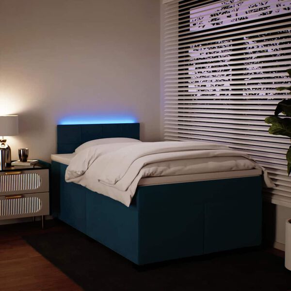 vidaXL Sommier &agrave; lattes de lit et matelas bleu 120x200 cm velours