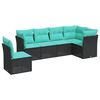 vidaXL Salon de jardin 6 pcs avec coussins noir r&eacute;sine tress&eacute;e