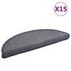 vidaXL Tapis d'escalier 15 pi&egrave;ces 56 x 17 x 3 cm Gris clair et bleu Demi-rond
