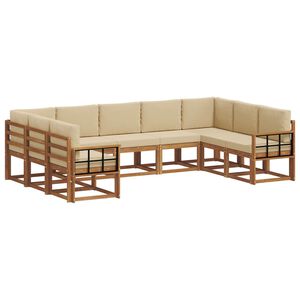 vidaXL Ensemble de canap&eacute;s d'ext&eacute;rieur 9 pcs Naturel et Beige