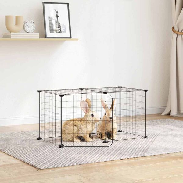 vidaXL Cage animaux de compagnie &agrave; 8 panneaux et porte Noir 35x35 cm