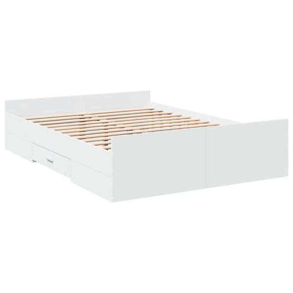 vidaXL Cadre de lit avec tiroirs sans matelas blanc 140x190 cm