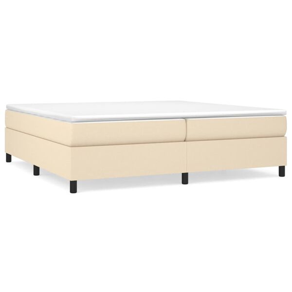 vidaXL Sommier &agrave; lattes de lit avec matelas Cr&egrave;me 200x200 cm Tissu