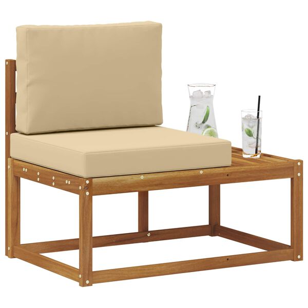 vidaXL Canap&eacute; d'ext&eacute;rieur en bout avec coussin Naturel 91 x 63 x 73 cm