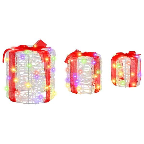 vidaXL Décoration de boîte cadeau 3 pcs coloré 20 x 20 x 21 cm