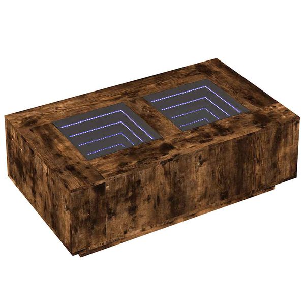 vidaXL Table basse avec LED infini chêne fumé 116x69x40 cm