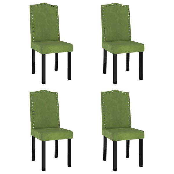 vidaXL Chaises &agrave; manger lot de 4 vert clair velours