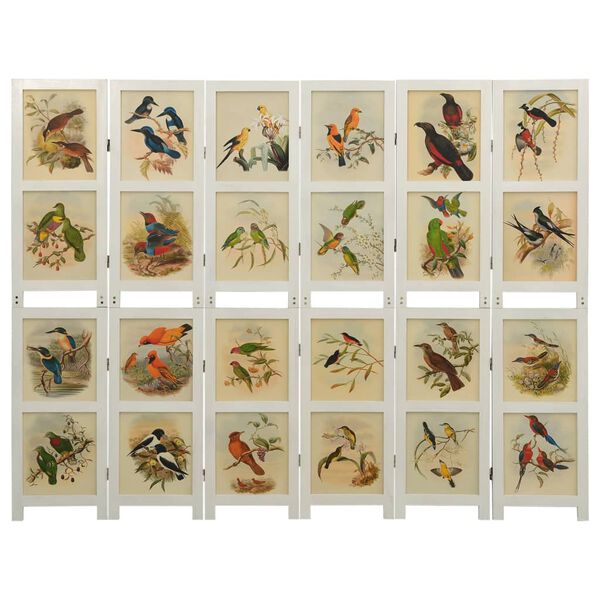 vidaXL Cloison de s&eacute;paration 6 panneaux Blanc 214x165 cm Bois solide