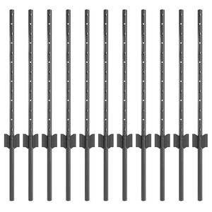 vidaXL Poteau de cl&ocirc;ture. 11 pcs Gris 60 cm Acier