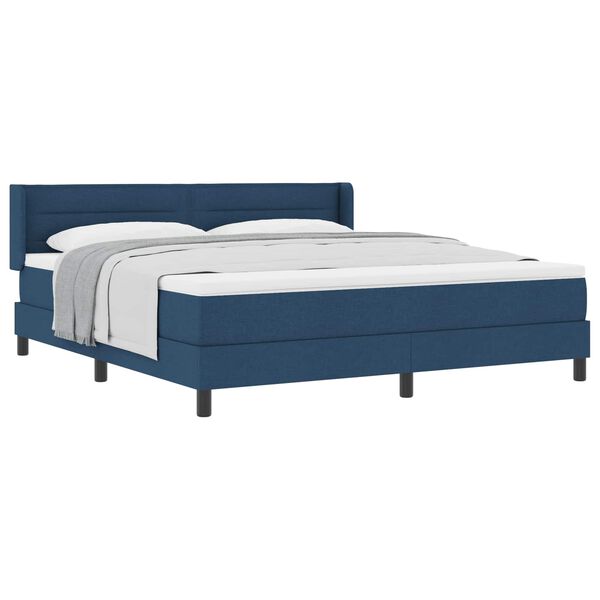 vidaXL Lit &agrave; ressorts avec matelas Bleu 200 x 180 cm Polyester
