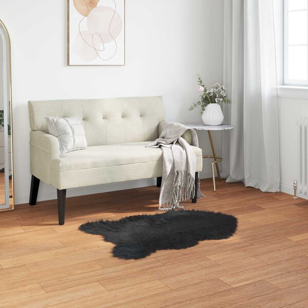 vidaXL Tapis en fausse Tafalla Noir 60 x 90 cm Polyester