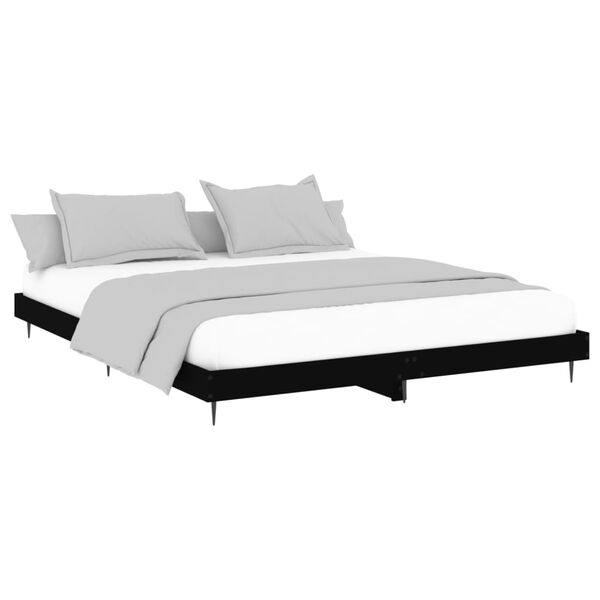 vidaXL Cadre de lit sans matelas noir 150x200 cm bois d'ing&eacute;nierie
