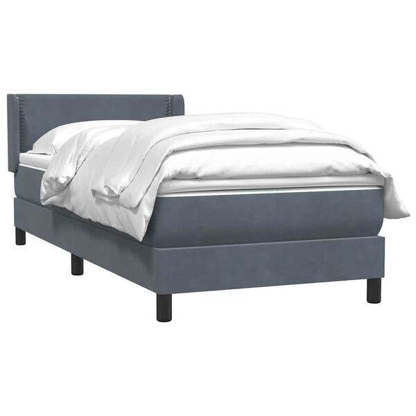 vidaXL Sommier &agrave; lattes de lit et matelas gris fonc&eacute; 90x220 cm velours