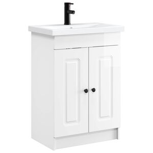 vidaXL Ensemble de mobilier de salle de bain Blanc brillant