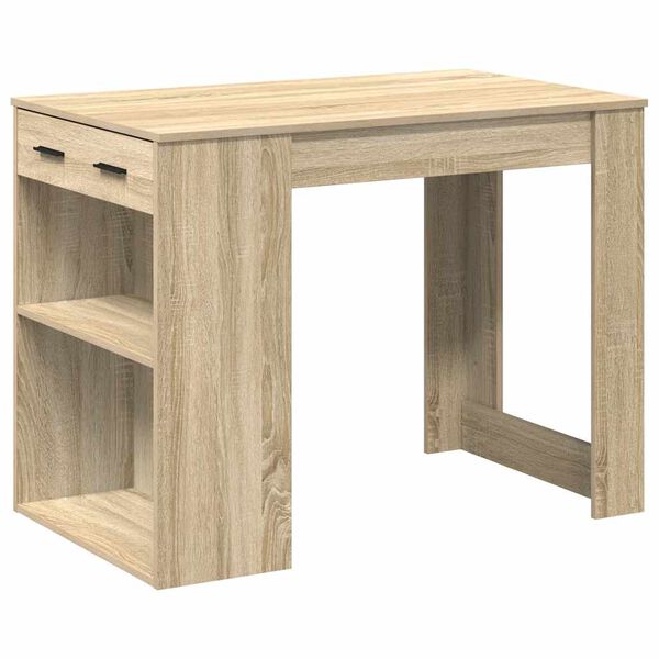 vidaXL Bureau avec tiroir et &eacute;tag&egrave;re ch&ecirc;ne sonoma bois d'ing&eacute;nierie