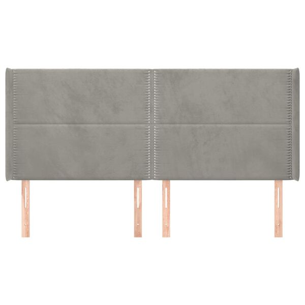 vidaXL T&ecirc;te de lit avec oreilles Gris clair 203x16x118/128 cm Velours