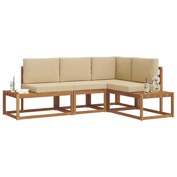 vidaXL Ensemble de canap&eacute;s d'ext&eacute;rieur 4 Pi&egrave;ce Naturel et Beige