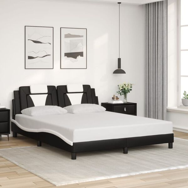 vidaXL Cadre de lit Viana avec LED sans matelas noir et blanc 160x200 cm