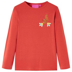 T-shirt enfants &agrave; manches longues rouge br&ucirc;l&eacute; 92