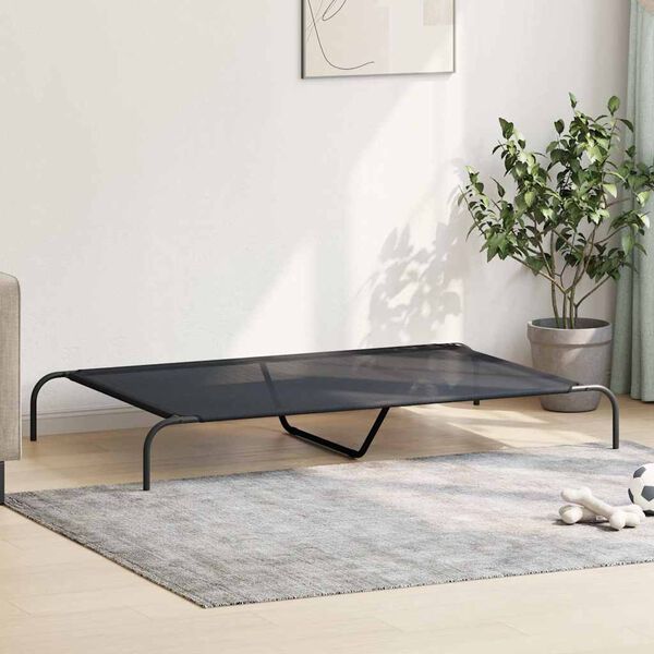 vidaXL Lit sur&eacute;lev&eacute; pour chien noir 150x90x20 cm textil&egrave;ne et acier