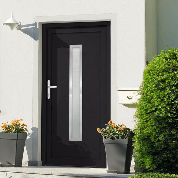 vidaXL Porte d'entr&eacute;e anthracite 98x200 cm PVC