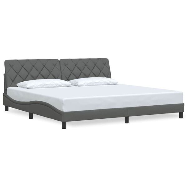 vidaXL Cadre de lit sans matelas gris fonc&eacute; 200x200 cm tissu
