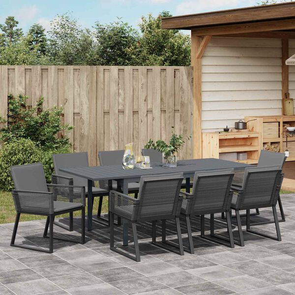 vidaXL Ensemble de salle &agrave; manger pour jardin 9 pcs Noir polyrotin