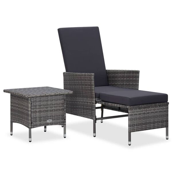 vidaXL Salon de jardin 2 pcs avec coussins Résine tressée Gris