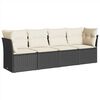vidaXL Salon de jardin 4 pcs avec coussins noir r&eacute;sine tress&eacute;e