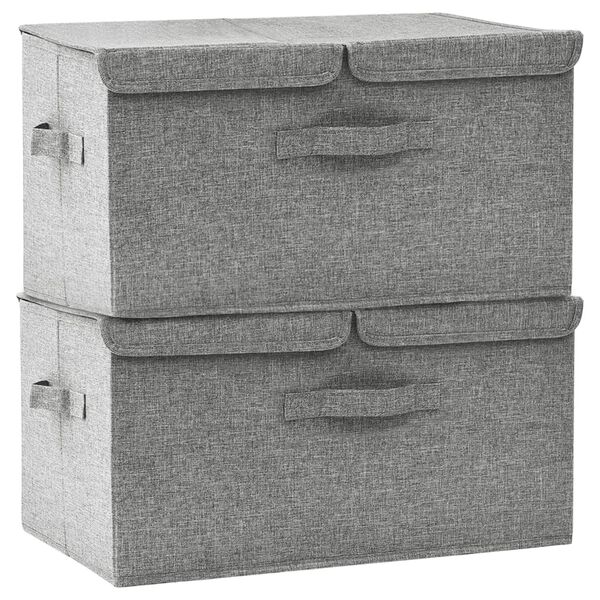 vidaXL Boîtes de rangement 2 pcs Tissu 50x30x25 cm Gris