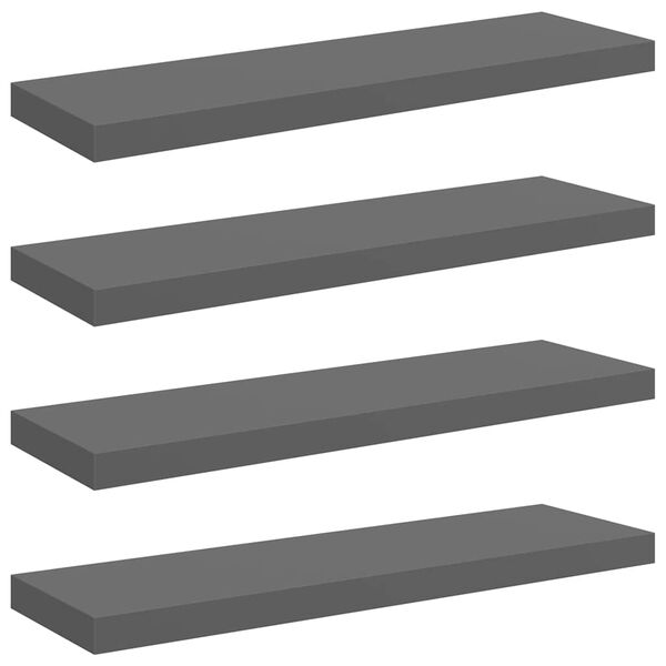 vidaXL &Eacute;tag&egrave;re murale flottante 4 pcs Gris brillant 80x23,5x3,8 cm MDF