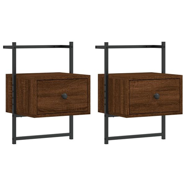 vidaXL Table de chevet murale 2 pcs ch&ecirc;ne marron 35x30x51 cm