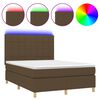 vidaXL Sommier &agrave; lattes de lit matelas et LED Marron fonc&eacute; 140x200 cm