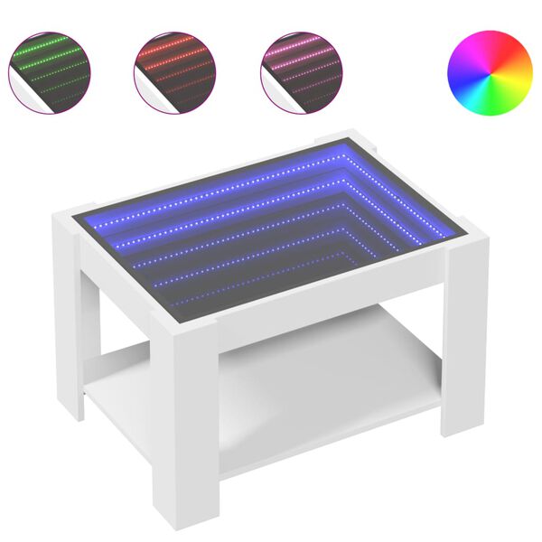 vidaXL Table basse avec LED blanc 73x53x45 cm bois d'ing&eacute;nierie