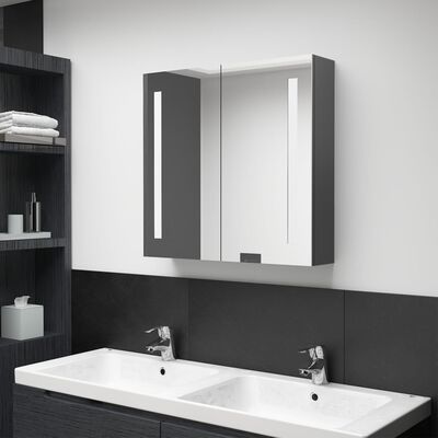 vidaXL Armoire de salle de bain à miroir LED Gris 62x14x60 cm