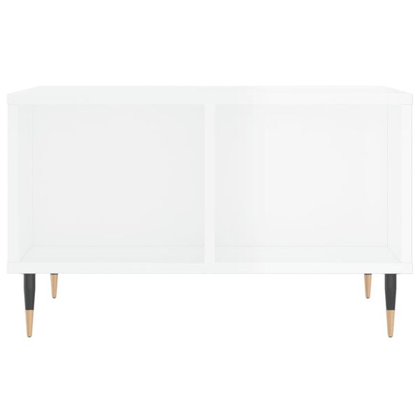 vidaXL Table basse Blanc brillant 60x50x36,5 cm Bois d'ing&eacute;nierie