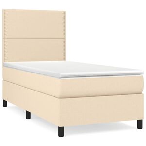 vidaXL Sommier &agrave; lattes de lit et matelas Cr&egrave;me 90x190 cm Tissu