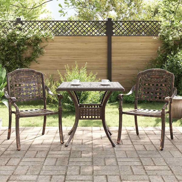 vidaXL Ensemble de tables de jardin 3 pcs Bronze Aluminium coul&eacute;