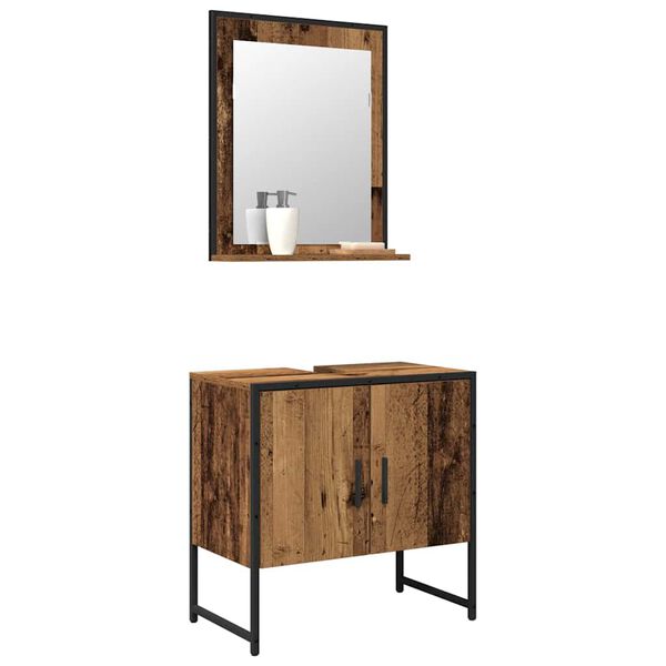 vidaXL Ensemble de mobilier de salle de bain avec porte 2 pcs Marron