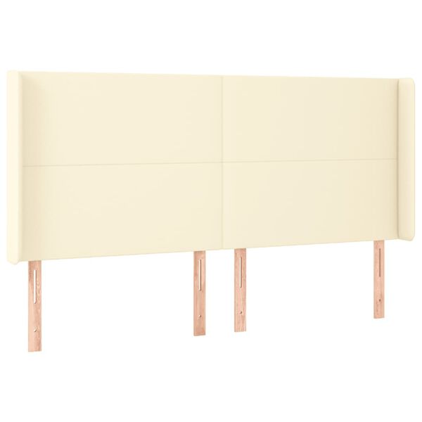 vidaXL T&ecirc;te de lit &agrave; LED Cr&egrave;me 203x16x118/128 cm Similicuir