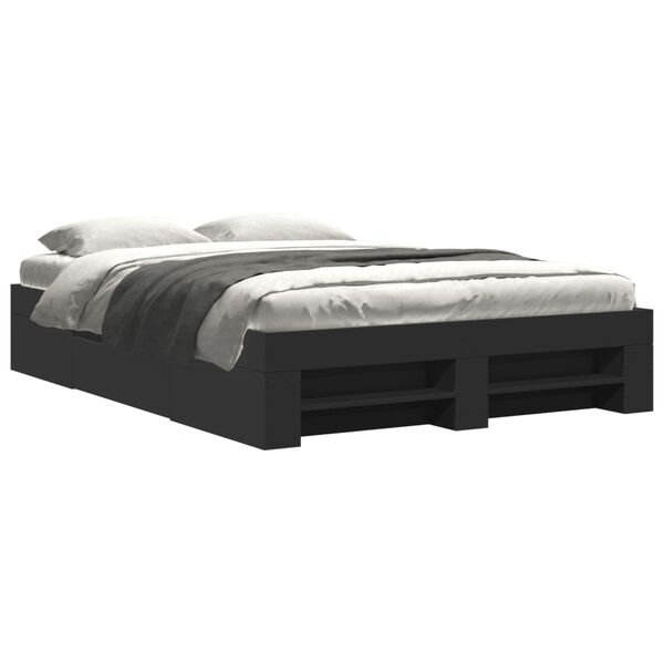 vidaXL Cadre de lit sans matelas noir 120x190 cm bois d'ing&eacute;nierie