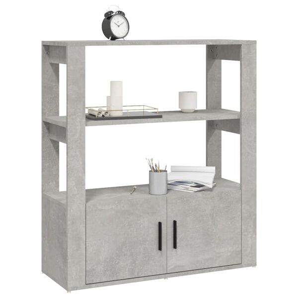 vidaXL Buffet Gris béton 80x30x90 cm Bois d'ingénierie