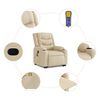 vidaXL Fauteuil inclinable de massage Cr&egrave;me Tissu