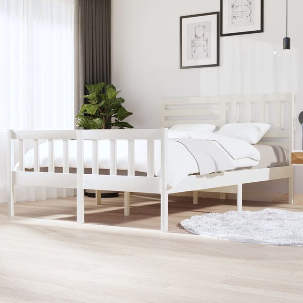 vidaXL Cadre de lit sans matelas blanc bois massif 140x200 cm