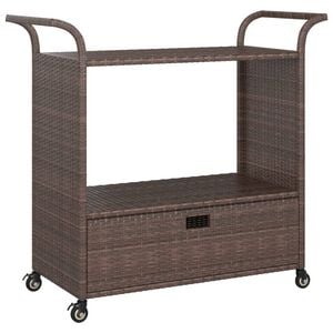 vidaXL Chariot de bar avec tiroir Marron 100x45x97 cm R&eacute;sine tress&eacute;e