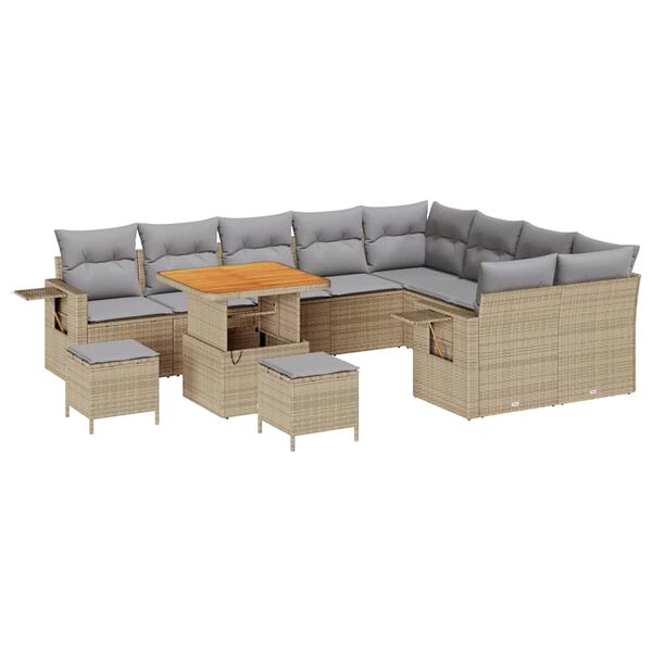 vidaXL Ensemble de canap&eacute; de jardin 12 pcs Beige et Gris clair