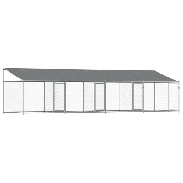 vidaXL Cage pour chien avec toit et portes gris 8x2x2m acier galvanisé
