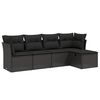 vidaXL Salon de jardin 5 pcs avec coussins noir r&eacute;sine tress&eacute;e
